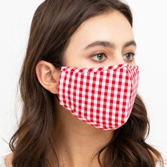 Red Gingham Reusable 3 Layers Filter Pocket Mask - Picture 6 of 8